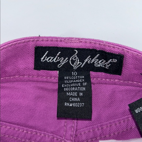 Baby Phat Purple Denim Shorts Size 10 Embroidered Pockets Y2K - Picture 2 of 10